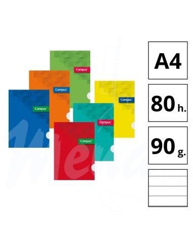 CUADERNO ESPIRAL A4 TAPA PLÁSTICO 80...
