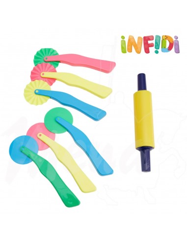 CORTADOR Y RODILLO DE PLÁSTILINA 7 pcs