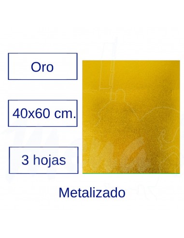 PACK 3 HOJAS GOMA EVA METALIZADA ORO...
