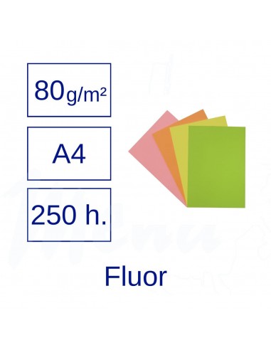 PAPEL A4 80 g 250 h SURTIDO FLUORESCENTE