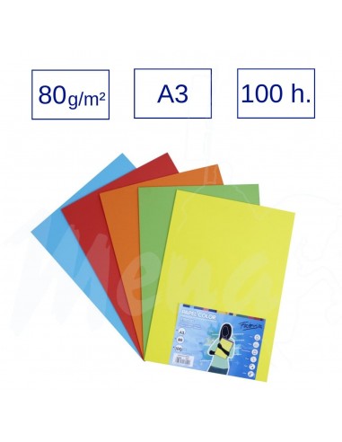 PAPEL A3 80 g 100 h COLORES INTENSOS