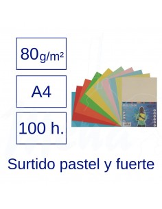 PAPEL A4 80 g 100 h PASTEL...