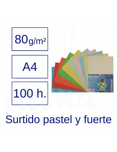 PAPEL A4 80 g 100 h PASTEL Y FUERTE