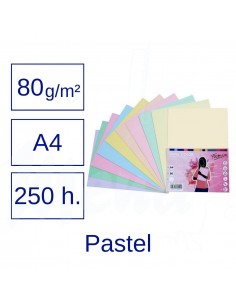 PAPEL A4 80 g PASTEL 250 hojas