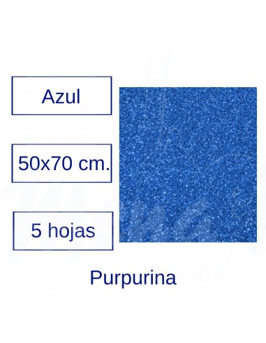GOMA EVA PURPURINA 50x70 cm AZUL 5 hojas