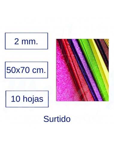 GOMA EVA PURPURINA 50x70 cm SURTIDOS...