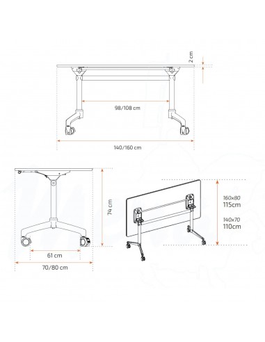 MESA ABATIBLE ALUFLOOP 160 x 80 cm....