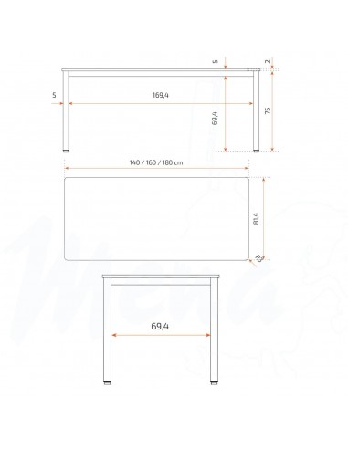 MESA SPACE DESIGN 140x80 cm BLANCO...