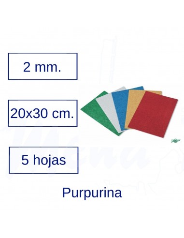 PACK 5 HOJAS GOMA EVA PURPURINA...